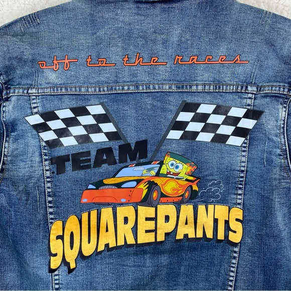 SpongeBob Denim Jean Jacket Off To The Races Women Size Medium Rare - Picture 6 of 16